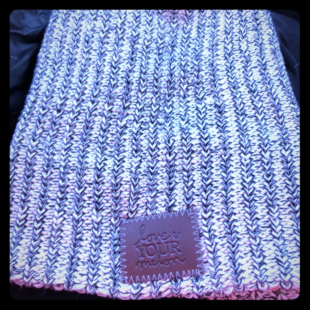 Love Your Melon white and black speckled beanie